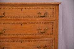 Inlaid satinwood 5 drawer bowfront chest; 74-11645