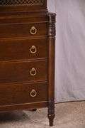 John Stuart mahogany cabinet with 2 wire doors over 4 drawers; 15961-224