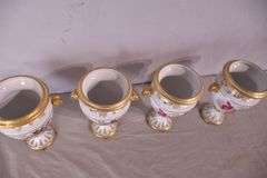 Set of 4 Chelsea House small porcelain urns with floral designs; 15961-239