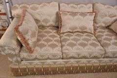 Upholstered sofa with 3 matching throw pillows; 336-3859