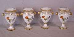 Set of 4 Chelsea House small porcelain urns with floral designs; 15961-239