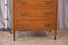 Inlaid satinwood 5 drawer bowfront chest; 74-11645