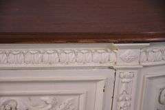 Carved white drop-front server with curved sides; 15961-216