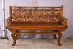 Carved Oriental style bench; 336-3866