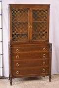 John Stuart mahogany cabinet with 2 wire doors over 4 drawers; 15961-224