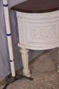 Carved white drop-front server with curved sides; 15961-216