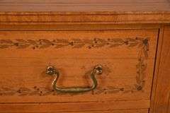 Inlaid satinwood 5 drawer bowfront chest; 74-11645