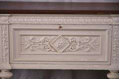 Carved white drop-front server with curved sides; 15961-216