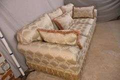 Upholstered sofa with 3 matching throw pillows; 336-3859