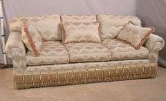 Upholstered sofa with 3 matching throw pillows; 336-3859