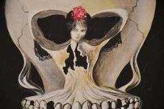 Large framed giclee print "Ballerina in a Death's Head" by Salvador Dali; 975-1546