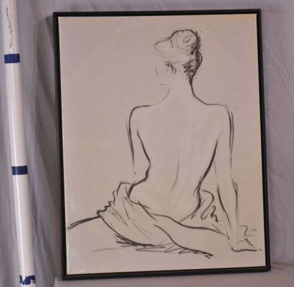 Framed print on canvas of a woman; 336-3894