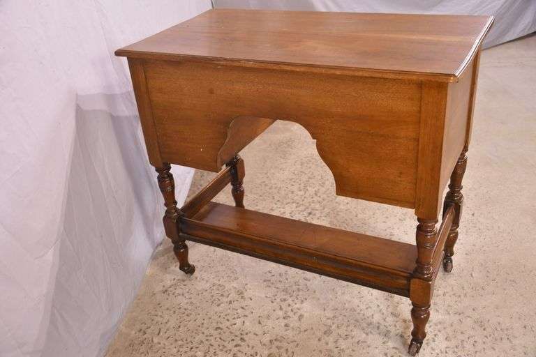 Early walnut 2-tier lift-top writing table; 55-11205
