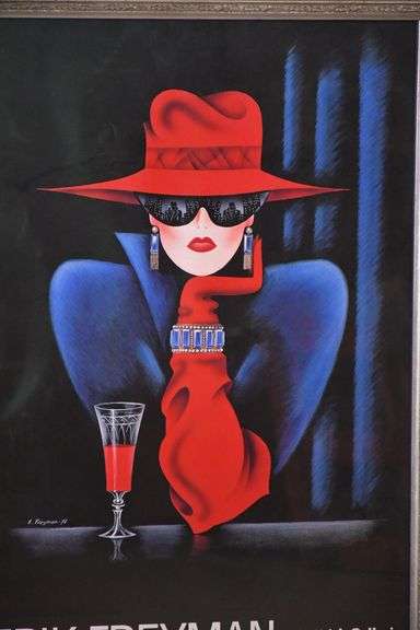 Framed poster of a woman with red hat by Erik Freyman; 5948-034