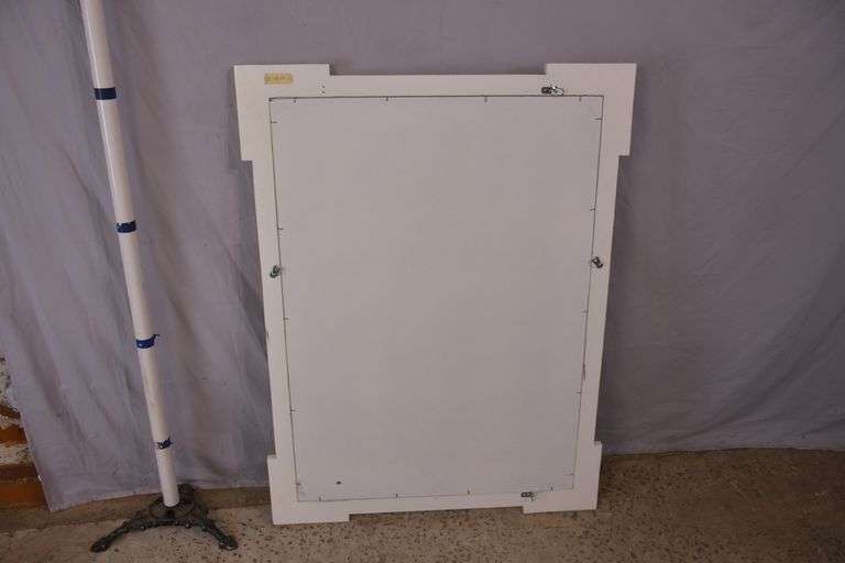 Large beveled mirror with white frame; 68-5279B