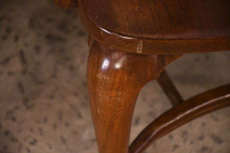 Set of 4 Pennsylvania House cherry Windsor style open arm chairs with stretcher bases; 155-825