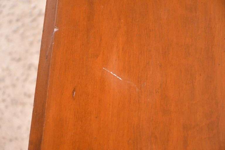 Early pine drop-leaf harvest table with turned legs; 155-816