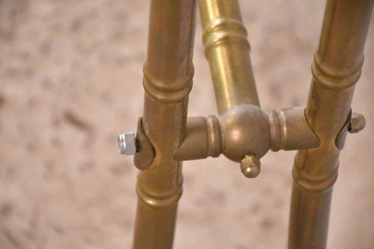 Brass cane-cut quilt rack; 6117-015