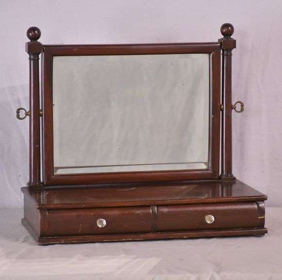 R. J. Horner mahogany shaving mirror with 2 drawers; 55-11229
