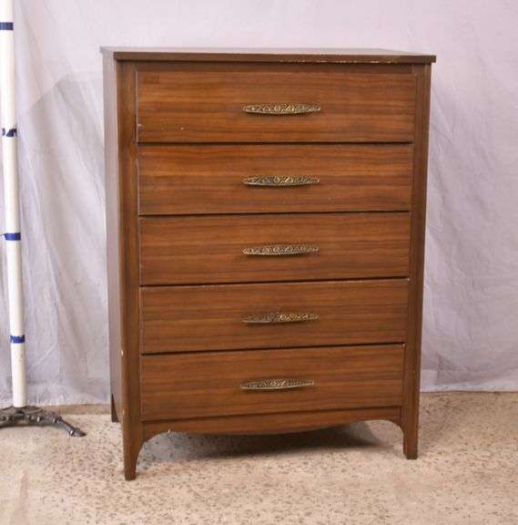 Mid-century style 5 drawer chest with Formica veneer; 55-11251