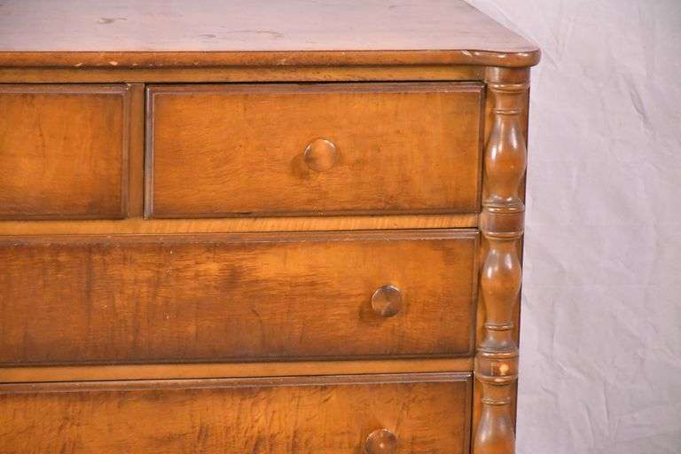 2 over 3 drawer chest with turned legs and columns; 55-11185