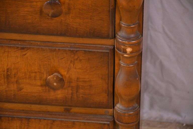2 over 3 drawer chest with turned legs and columns; 55-11185