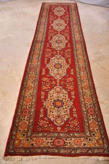 4x14 hand knotted vintage Persian rug/runner; 55-11200