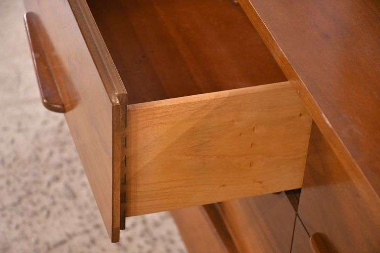 J. Lichtenberg & Son mid-century style walnut dresser with fitted interior and mirror; 55-11231