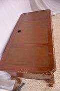 Cherry Chippendale style kneehole desk with leather top; 1130-109