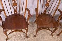 Set of 4 Pennsylvania House cherry Windsor style open arm chairs with stretcher bases; 155-825