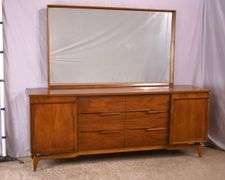 J. Lichtenberg & Son mid-century style walnut dresser with fitted interior and mirror; 55-11231