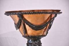 Ornate iron floor lamp with copper top; 6117-044