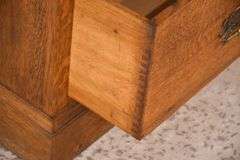 Inlaid oak 3 part armoire with beveled mirror door; 55-11191