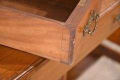 Early walnut 2-tier lift-top writing table; 55-11205