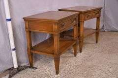 Pair of Drexel "Triune" 2-tier single drawer side tables; 192-2800