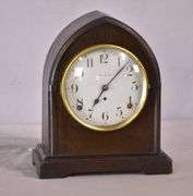 Seth Thomas clock with convex glass door and mahogany case; 6117-016
