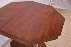 Mahogany octagonal single pedestal center table; 1130-095