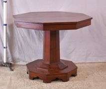 Mahogany octagonal single pedestal center table; 1130-095