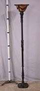 Ornate iron floor lamp with copper top; 6117-044