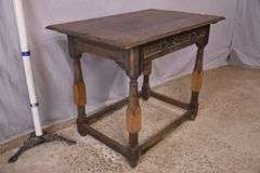 Early oak single drawer occasional table; 336-3908