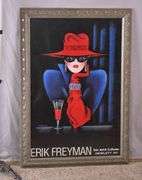 Framed poster of a woman with red hat by Erik Freyman; 5948-034