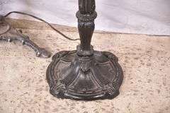 Ornate iron floor lamp with copper top; 6117-044