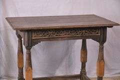 Early oak single drawer occasional table; 336-3908