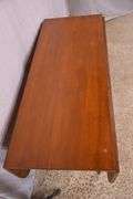 Early pine drop-leaf harvest table with turned legs; 155-816