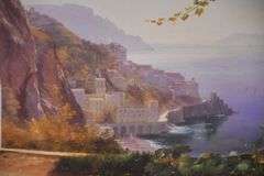 Large framed Mediterranean scene print; 16748-014