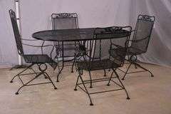 Black metal 5 piece patio dining set; 869-438