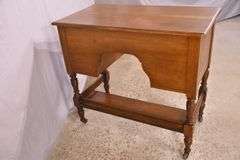 Early walnut 2-tier lift-top writing table; 55-11205