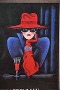 Framed poster of a woman with red hat by Erik Freyman; 5948-034