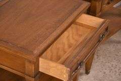 Pair of Drexel "Triune" 2-tier single drawer side tables; 192-2800