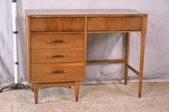Walnut mid-century style kneehole desk with Formica top; 55-11224